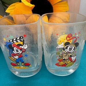 Disney McDonald’s Millennium 2000 Collectible Mickey Mouse Glass Set of 2